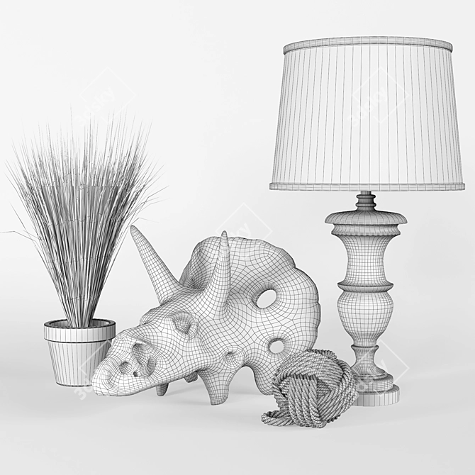 Dino Skull Decor Set 3D model image 3