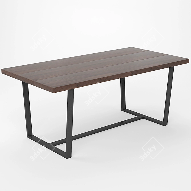 Solid Wood Dining Table Set 3D model image 3