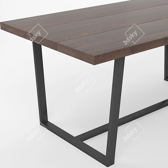 Solid Wood Dining Table Set 3D model image 4