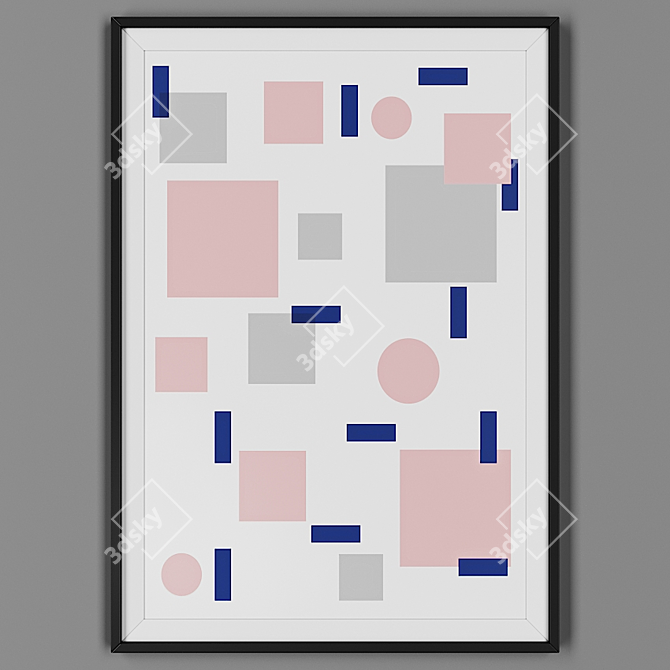 Black Framed Geometric Abstraction 3D model image 1