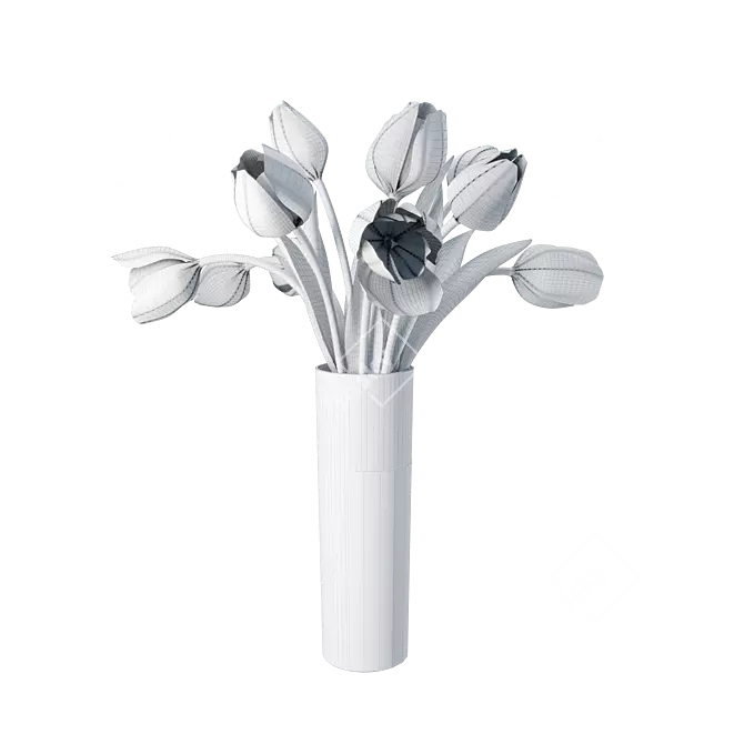 Elegant Tulip Bouquet 3D model image 2