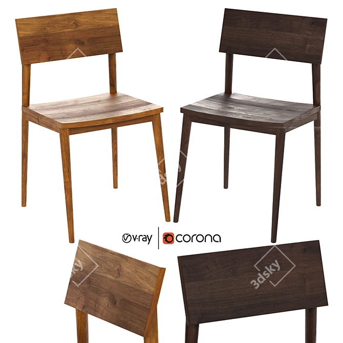 Classic Wood Dining Chair 3D model image 4