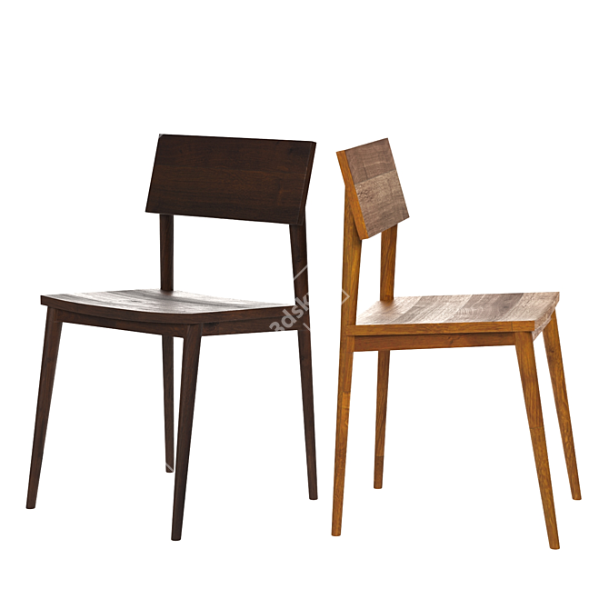 Classic Wood Dining Chair 3D model image 5