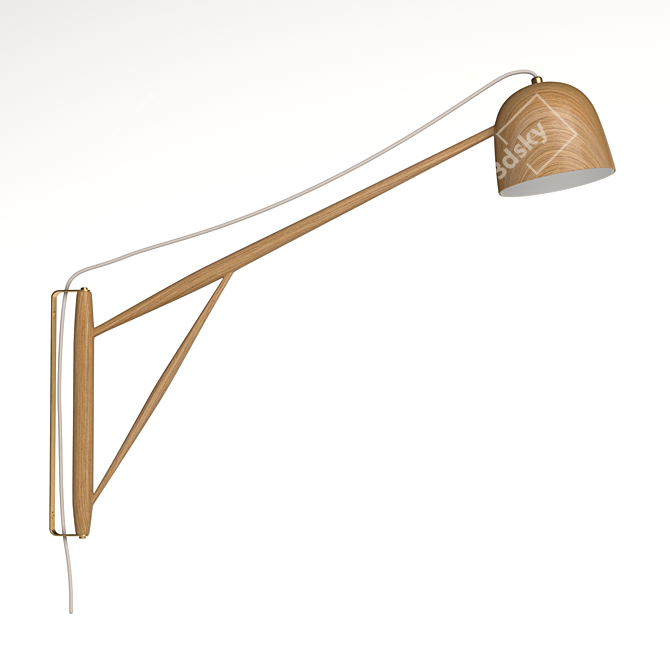 Elegant White Oak Crane Swing Lamp 3D model image 1