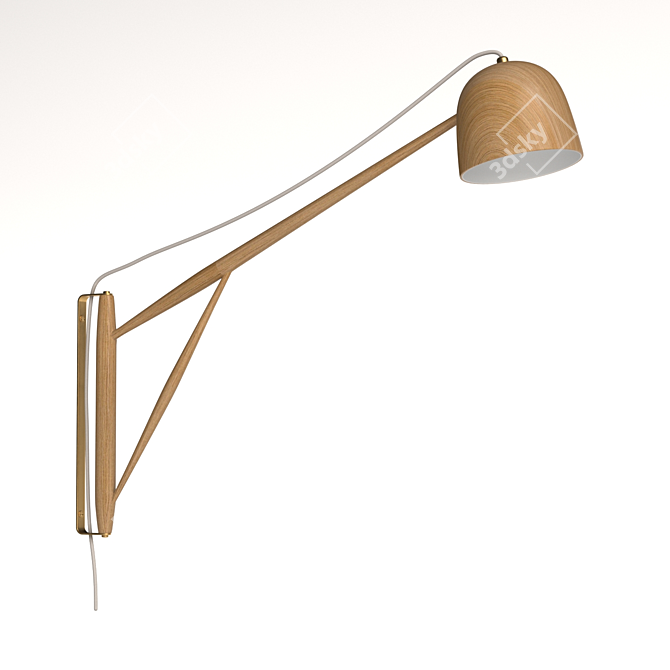 Elegant White Oak Crane Swing Lamp 3D model image 2