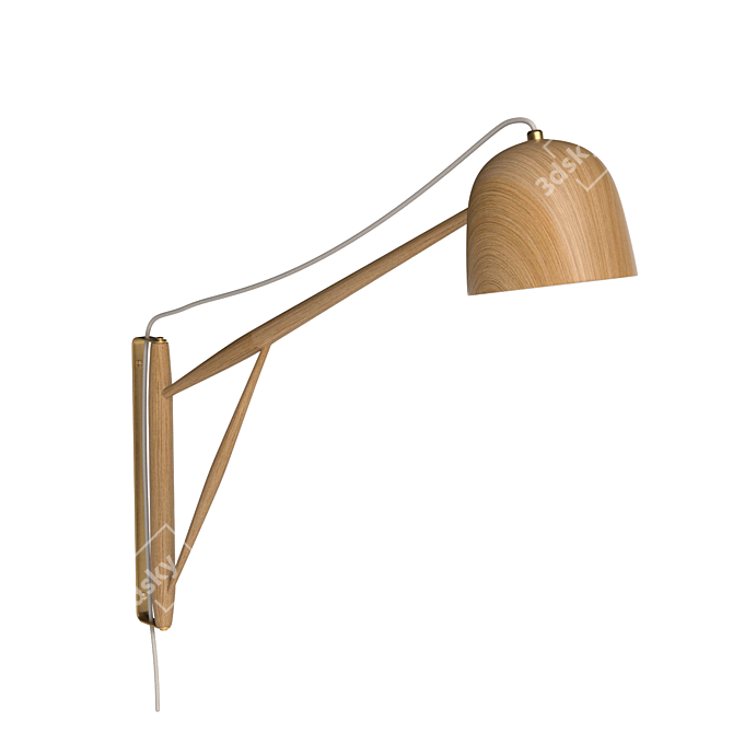 Elegant White Oak Crane Swing Lamp 3D model image 3