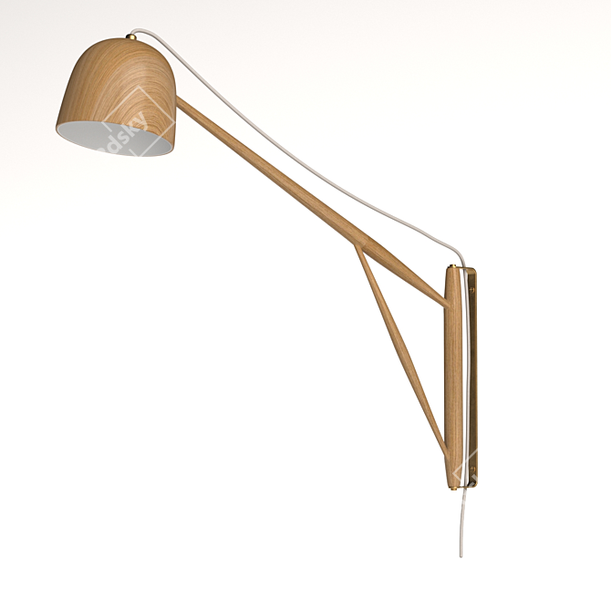 Elegant White Oak Crane Swing Lamp 3D model image 7