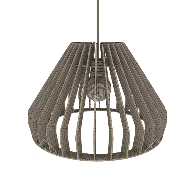 Parametric Wooden Pendant Light 3D model image 2