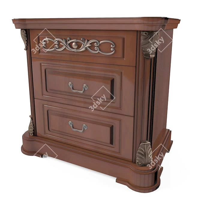 Sleek Oak Chest of Drawers 3D model image 1