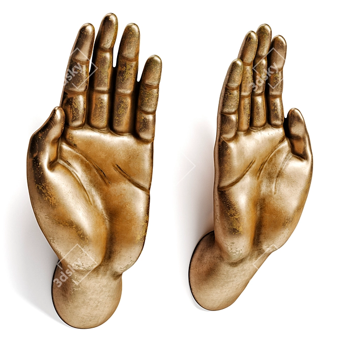 /Russian-English Translation/ Hands Handles, Vintage Bronze or Painted Wood, 64x47x165mm 3D model image 1