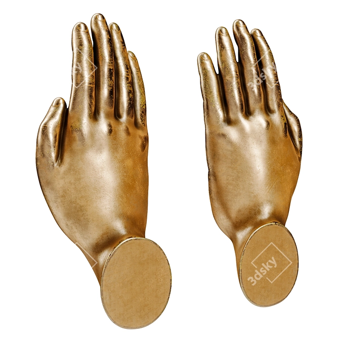 /Russian-English Translation/ Hands Handles, Vintage Bronze or Painted Wood, 64x47x165mm 3D model image 3