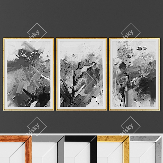 Title: Versatile 3-Piece Picture Frame Set 3D model image 1