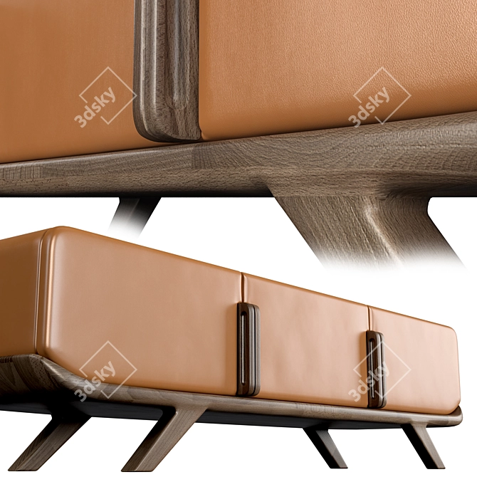 Luxury Leather Polo Sideboard 3D model image 4