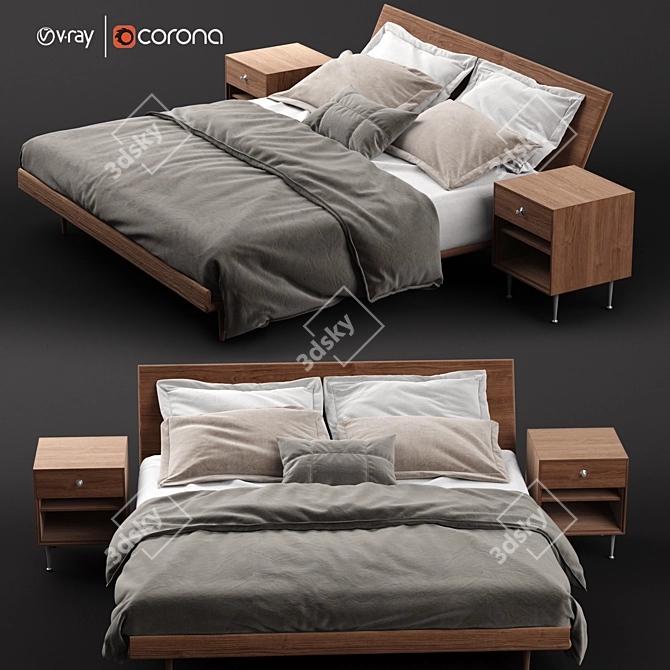 Sleek Nelson King Bed Set 3D model image 1