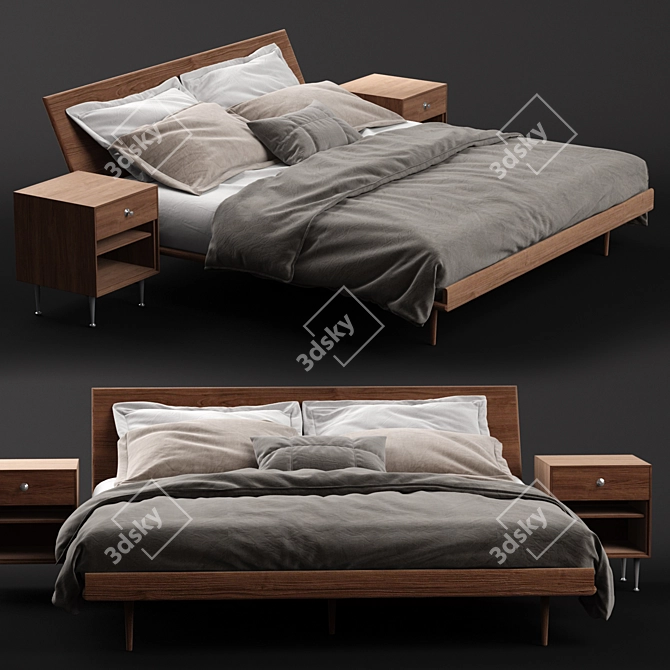 Sleek Nelson King Bed Set 3D model image 2