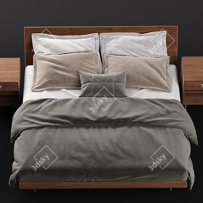 Sleek Nelson King Bed Set 3D model image 5