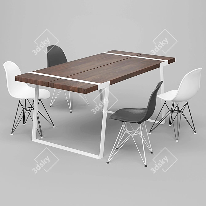 Modern Wooden Dining Table 3D model image 1