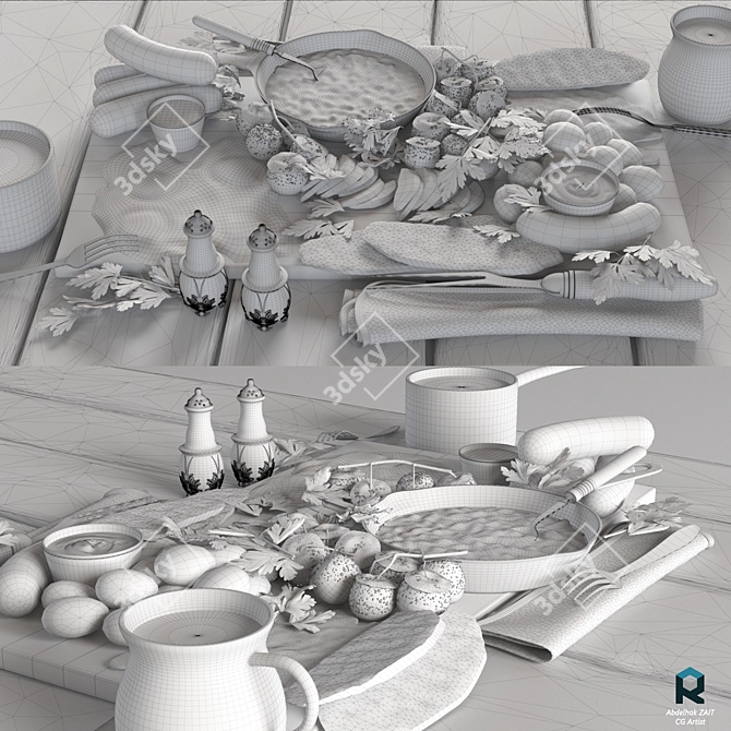 Ultimate English Breakfast Platter 3D model image 3