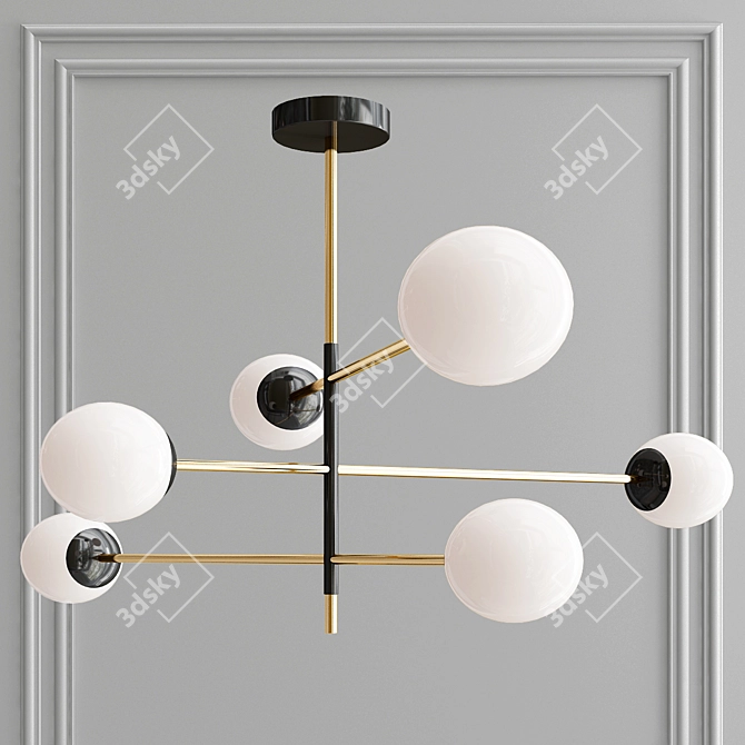 Elegant Nevia Pendant Light: Golden Frame, White Shade 3D model image 3