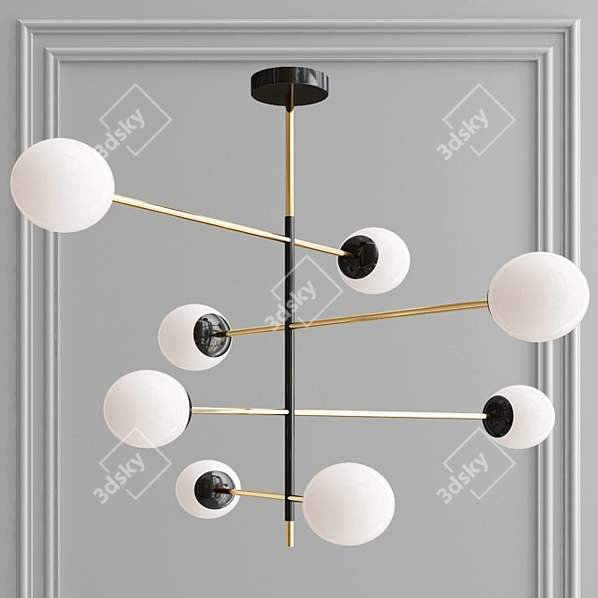 Elegant Nevia Pendant Light: Golden Frame, White Shade 3D model image 4