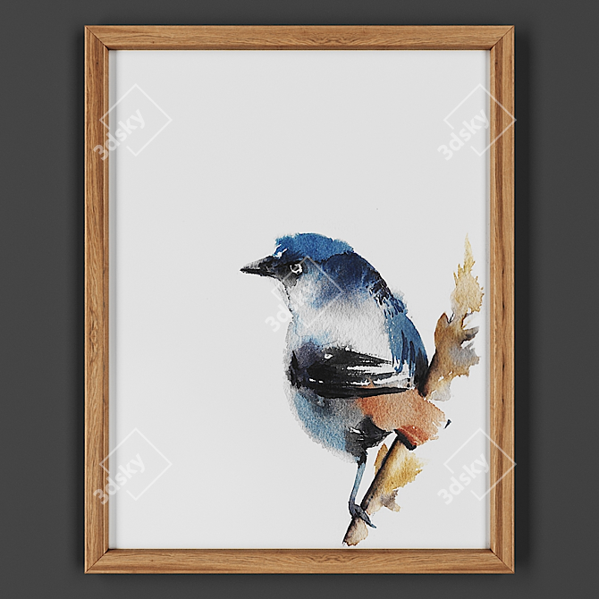 Wooden Framed Artwork 3D model image 1