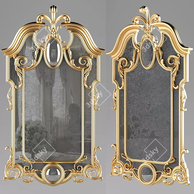 Elegant Classic Mirror | Wood Frame 3D model image 1