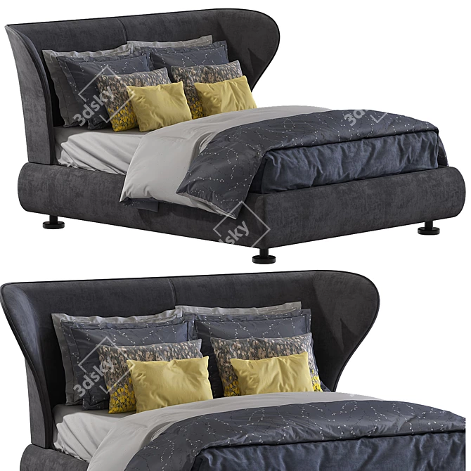 Luxury Rea Bed: 160x200cm 3D model image 1