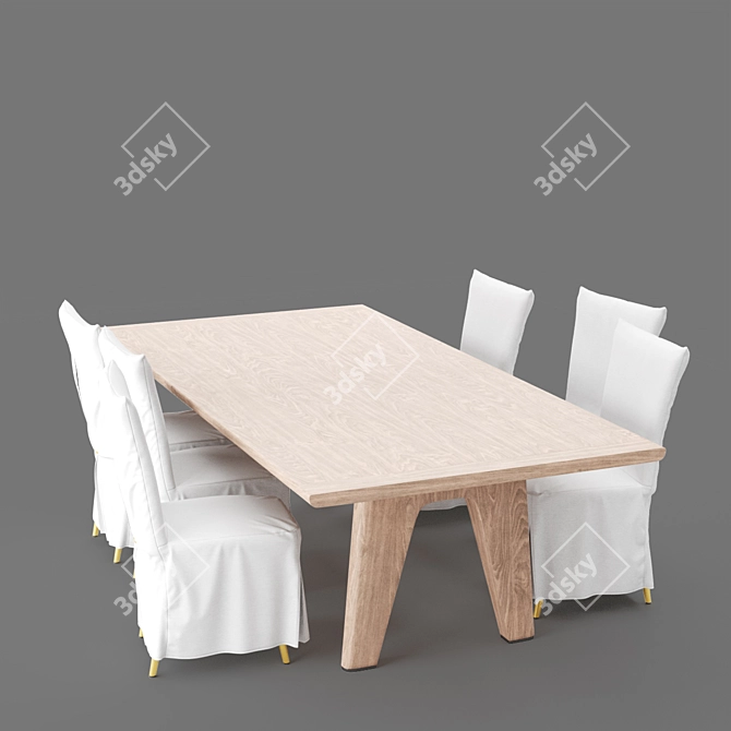 Sleek Flexform Monreale Dining Set 3D model image 5