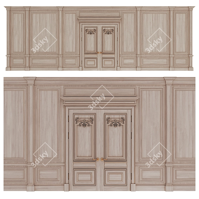  Rustic Wooden Frame Wall Set 3D model image 1