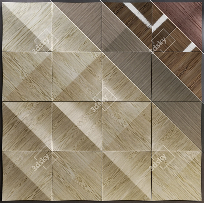 Reef Wood Wall Panels: Stylish & Durable 3D model image 1