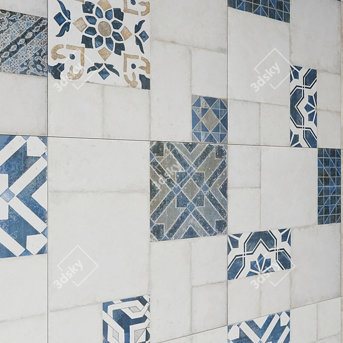 Mediterranean Dreams: White & Blue Ceramic 3D model image 2