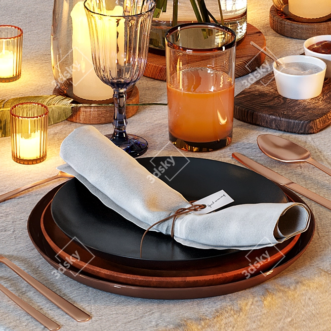 Elegant Table Setting Set 3D model image 2