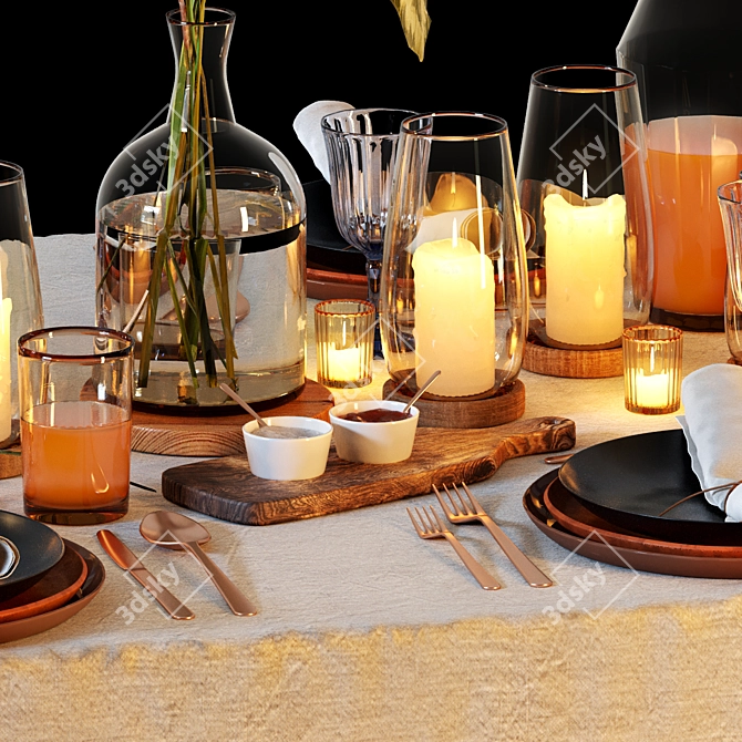 Elegant Table Setting Set 3D model image 3