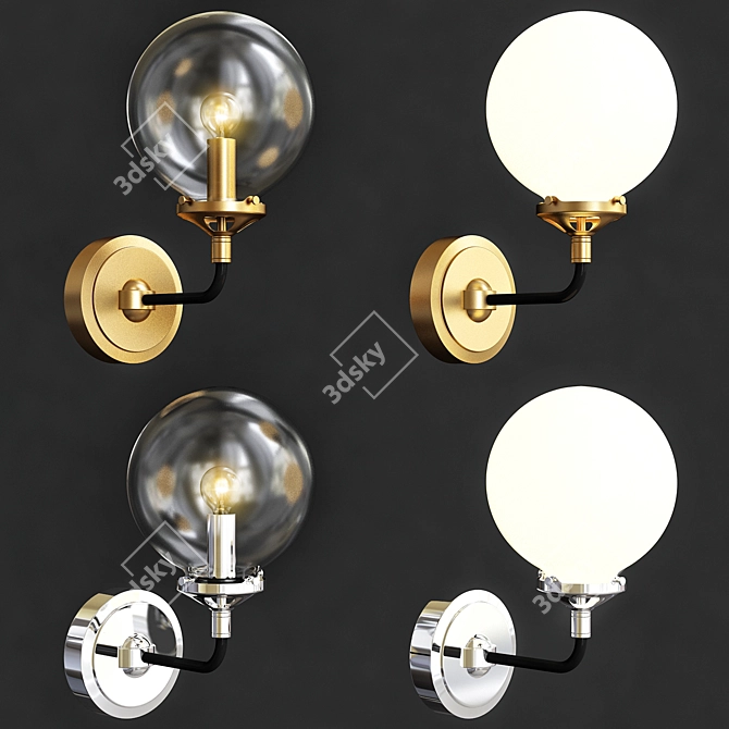 RH Bistro Globe Brass Sconce 3D model image 1