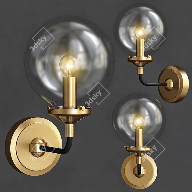 RH Bistro Globe Brass Sconce 3D model image 2