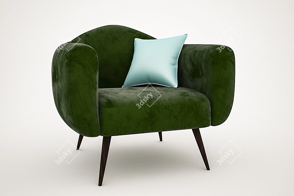 Cozy Green Arm Chair 3D model image 1