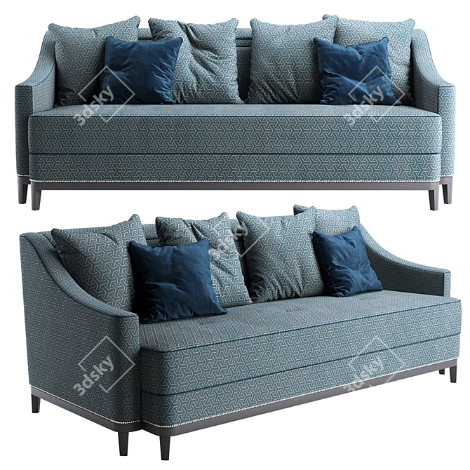 Elegant Luna Sofa Bed-60s Inspired 3D model image 1