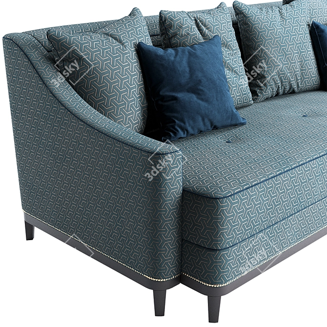 Elegant Luna Sofa Bed-60s Inspired 3D model image 2