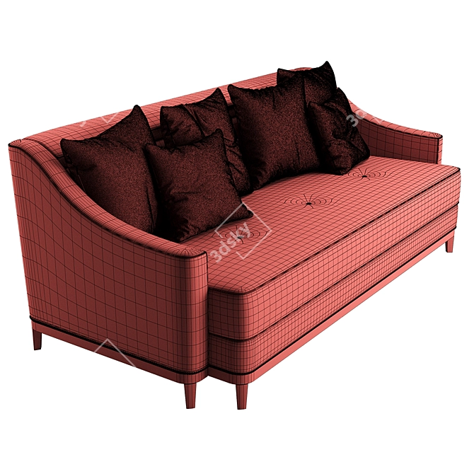 Elegant Luna Sofa Bed-60s Inspired 3D model image 5