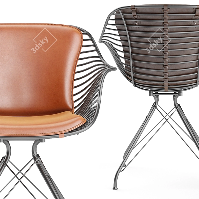 Modern Wire Leather Dining Chair 3D model image 3