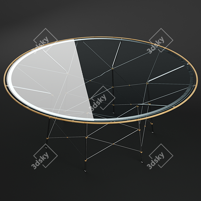 Modern Whisk Glass Top Dining Table 3D model image 3