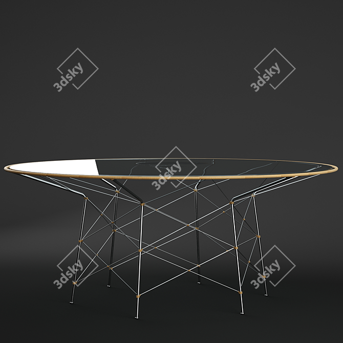 Modern Whisk Glass Top Dining Table 3D model image 4