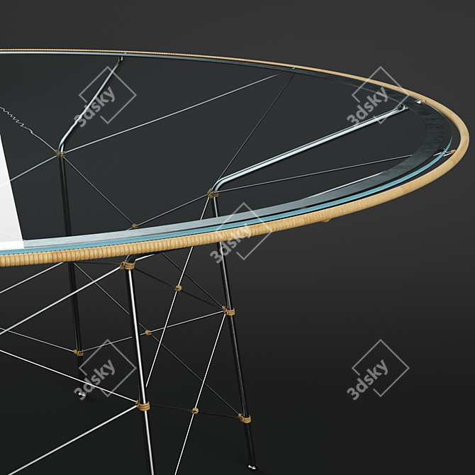 Modern Whisk Glass Top Dining Table 3D model image 5