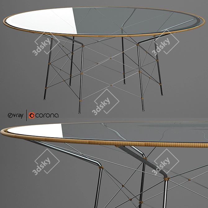 Modern Whisk Glass Top Dining Table 3D model image 6