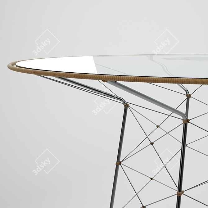 Modern Whisk Glass Top Dining Table 3D model image 8