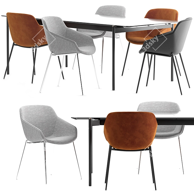 Modern Vienna Chair and Augusta Table: Stylish and Functional 3D model image 1