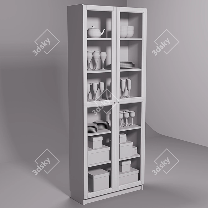 Elegant 80x30x202cm Buffet 3D model image 2