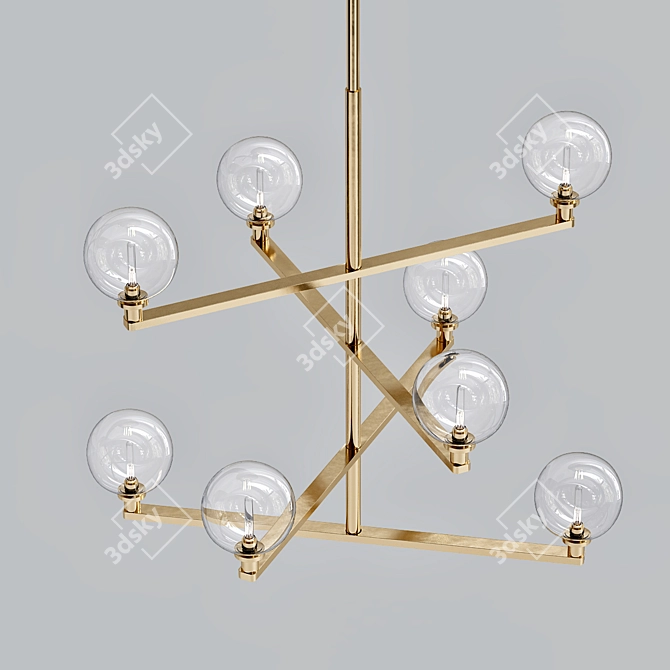 Gambit Chandelier: Aged Brass Elegance 3D model image 1