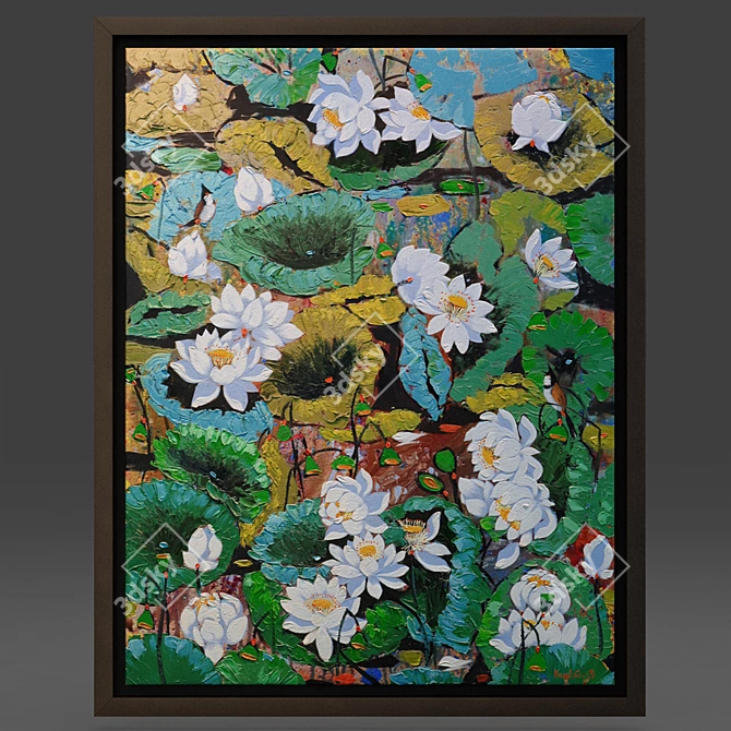  Tran Cuong Lotus Pond Oil Painting 3D model image 1
