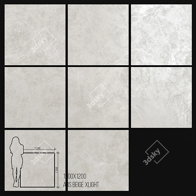 Porcelanosa Xlight Ars Beige 1200x1200 - Elegant Ceramic Floor Tile 3D model image 1